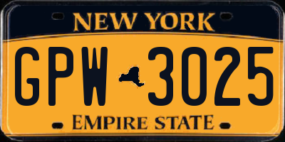NY license plate GPW3025