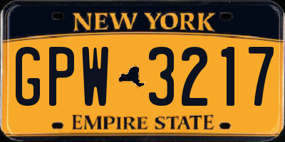 NY license plate GPW3217