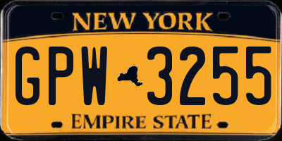 NY license plate GPW3255