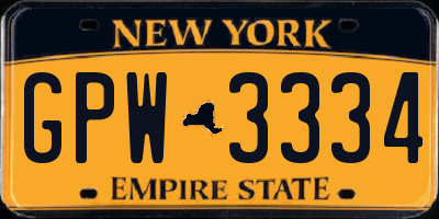 NY license plate GPW3334