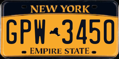 NY license plate GPW3450