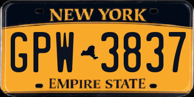 NY license plate GPW3837