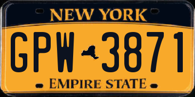 NY license plate GPW3871
