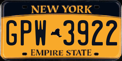 NY license plate GPW3922