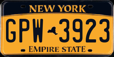 NY license plate GPW3923
