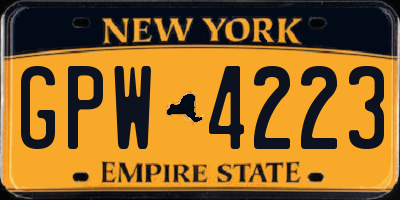 NY license plate GPW4223