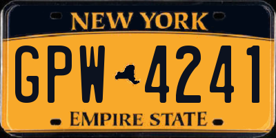 NY license plate GPW4241