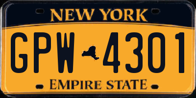 NY license plate GPW4301