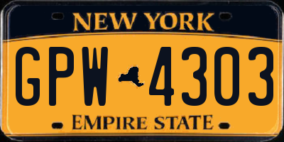 NY license plate GPW4303