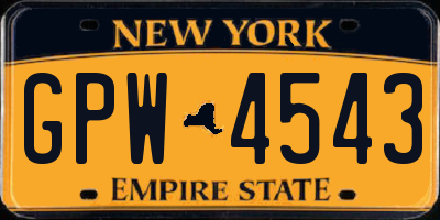 NY license plate GPW4543