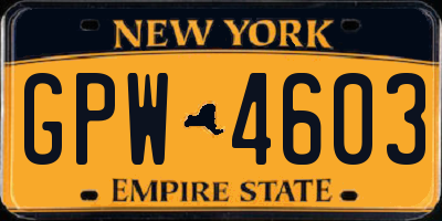 NY license plate GPW4603