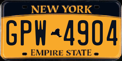 NY license plate GPW4904