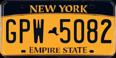 NY license plate GPW5082