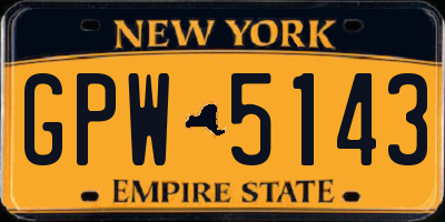NY license plate GPW5143
