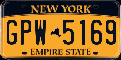 NY license plate GPW5169