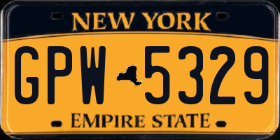 NY license plate GPW5329