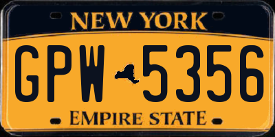 NY license plate GPW5356