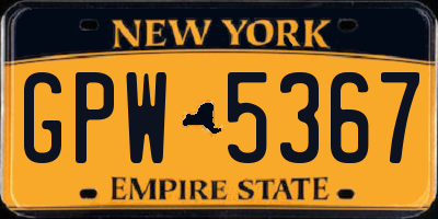 NY license plate GPW5367