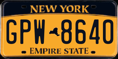 NY license plate GPW8640