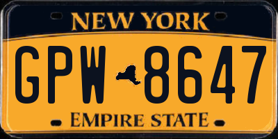 NY license plate GPW8647