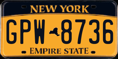 NY license plate GPW8736