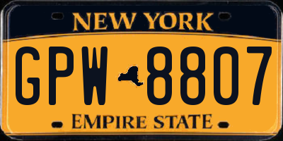 NY license plate GPW8807