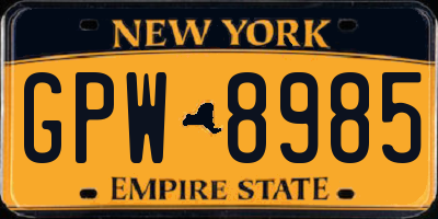 NY license plate GPW8985