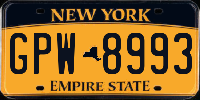 NY license plate GPW8993