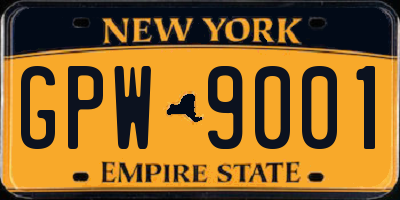NY license plate GPW9001