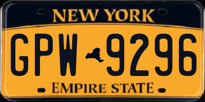 NY license plate GPW9296