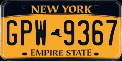 NY license plate GPW9367