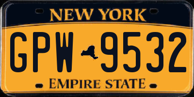 NY license plate GPW9532