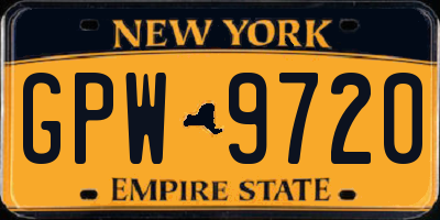 NY license plate GPW9720