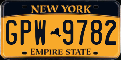 NY license plate GPW9782