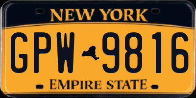 NY license plate GPW9816