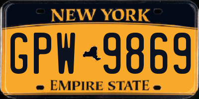 NY license plate GPW9869