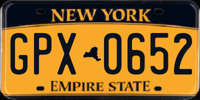 NY license plate GPX0652