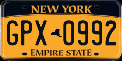 NY license plate GPX0992