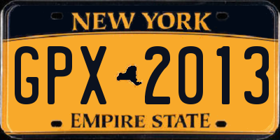 NY license plate GPX2013