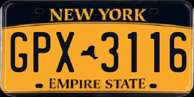NY license plate GPX3116