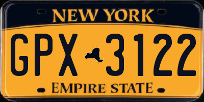 NY license plate GPX3122