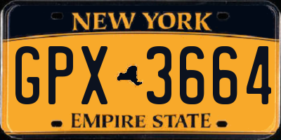 NY license plate GPX3664