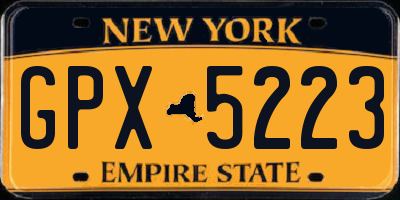 NY license plate GPX5223