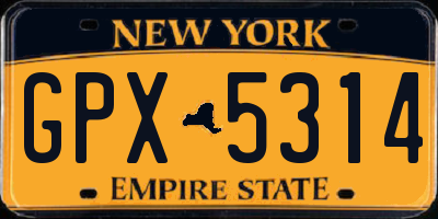 NY license plate GPX5314