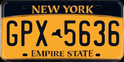 NY license plate GPX5636
