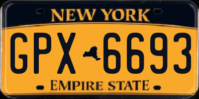 NY license plate GPX6693