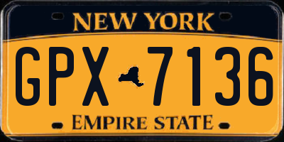 NY license plate GPX7136