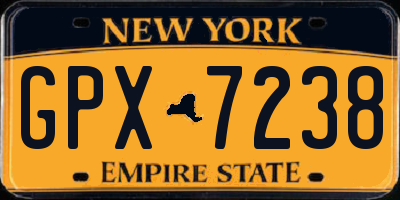 NY license plate GPX7238