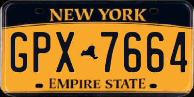NY license plate GPX7664