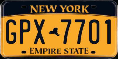NY license plate GPX7701